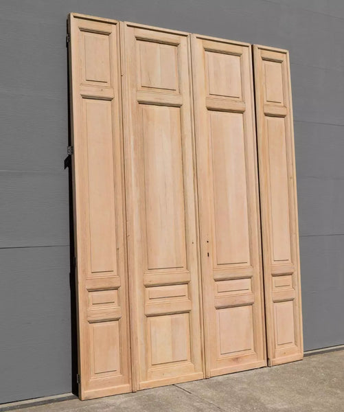 Set of 4 124" X 96" Large French/Belgian Antique 4 Panel Stripped Chateau Doors