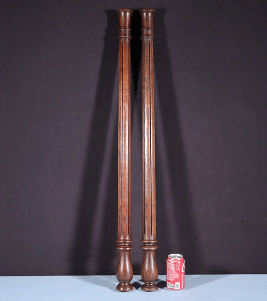 39" Pair of French Antique Solid Oak Wood Posts/Pillars/Trim Salvage