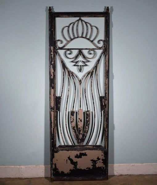88" Tall Large Vintage European Art Deco Iron Door Panel Salvage Garden
