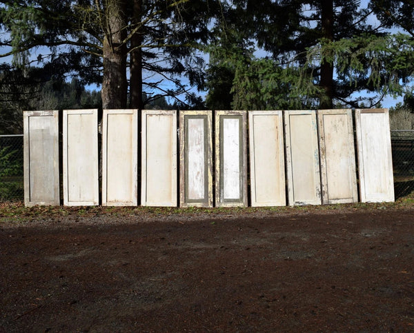 78" Tall Set of 10 Rustic Painted Antique Boiserie/Panels-in Solid Wood