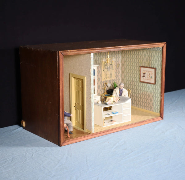 Vintage Dutch Diorama of Doctors Office Shadow Box/Doll House 1:12 Scale