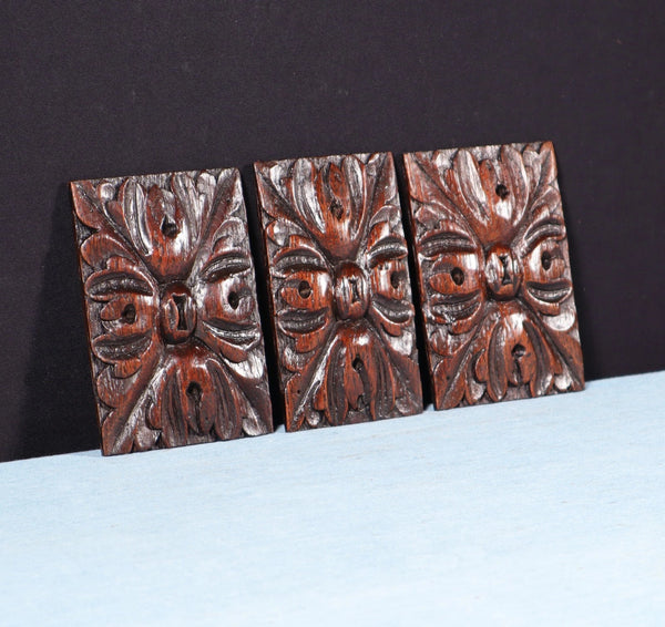 Set of 4" French Antique Highly Carved Corbels/Trim/Brackets Solid Oak Wood
