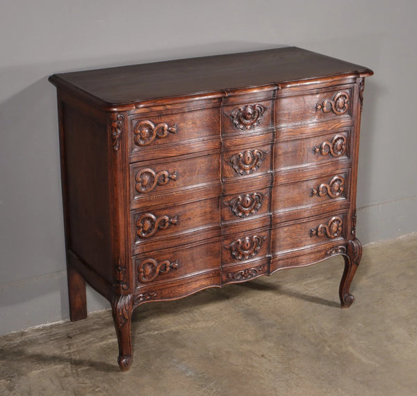 Antique French Louis XV Oak Dresser/ Commode/ Chest of Drawers Highly Carved