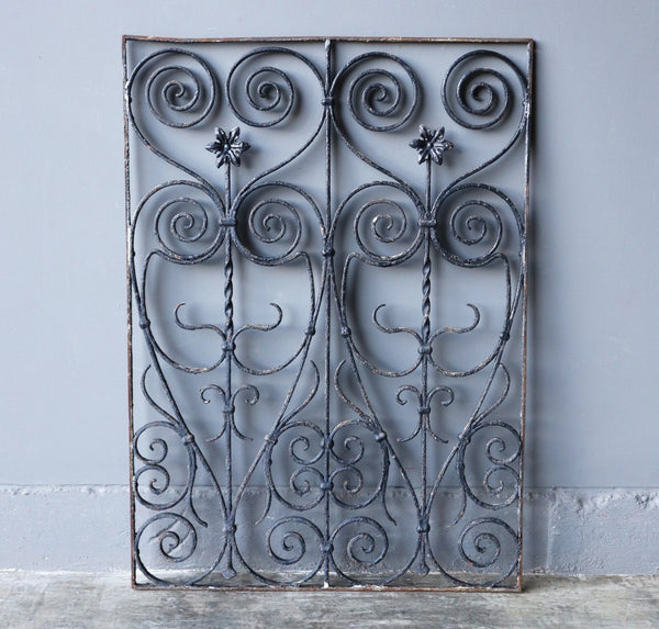 41" Tall Large French Vintage Wrought Iron Gate/Window Grille Panel Salvage