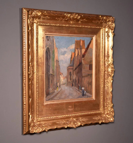 Antique Signed Oil on Panel Painting Maurice Van Middel of St John's Hospital