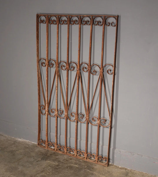 56" Tall Antique French Iron Decorative Window Panel/Fence/Gate Late 1800's