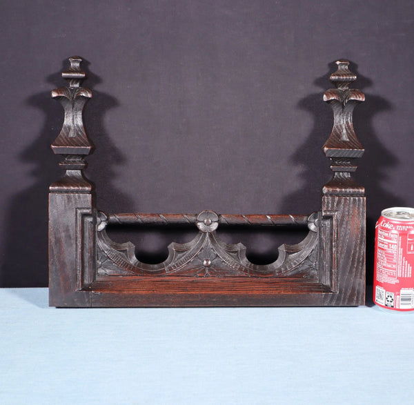 15" Wide French Antique Gothic Crest/Pediment/Crown in Solid Chestnut Wood