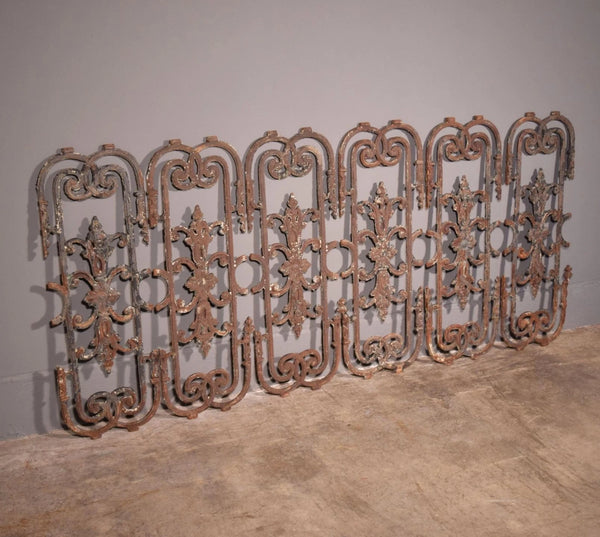 Set of 6 Matching 33" Tall French Cast Iron Panels/Fence/Window Grilles