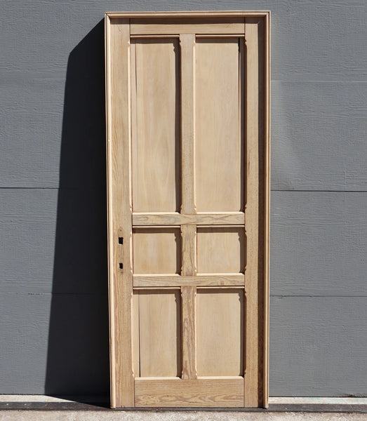 85" French/Belgian Antique 6 Panel Stripped, Sanded Wood Door