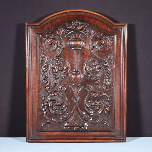 25" Tall Antique French Solid Walnut Wood Highly Carved Panel Salvage