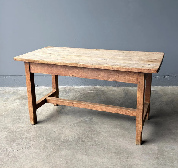 Antique French Rustic Farm Table/Desk in Solid Chestnut Wood
