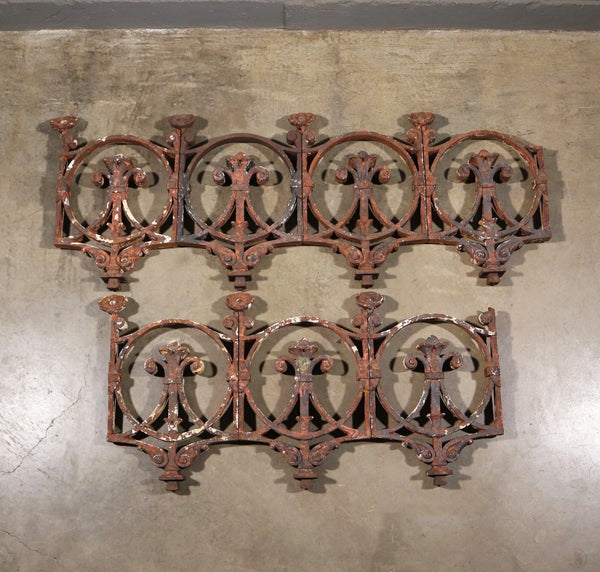 Set of 7 Matching 23" Tall French Cast Iron Panels/Fence Ornament "Fleur De Lis"
