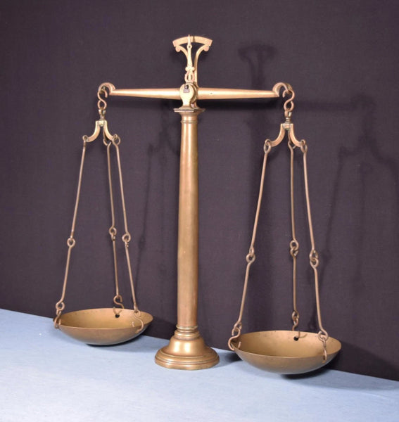 Late 1800's Antique French Brass Pan Balance Beam Scale