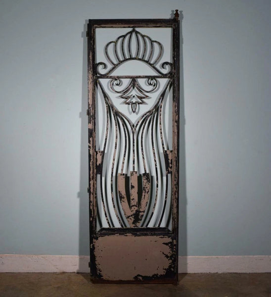 88" Tall Large Vintage European Art Deco Iron Door Panel Salvage Garden