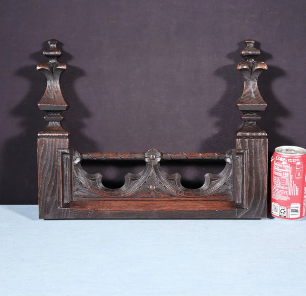 15" Wide French Antique Gothic Crest/Pediment/Crown in Solid Chestnut Wood