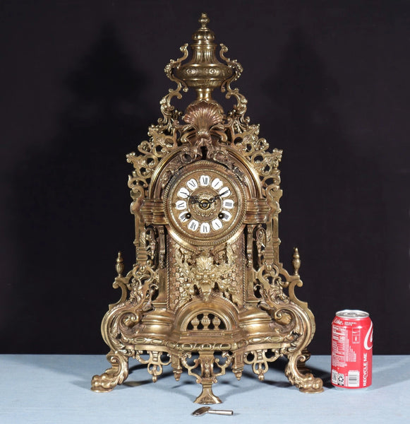 Vintage Bronze Neo Gothic Mantel Clock with Hermle/FHS Clockworks