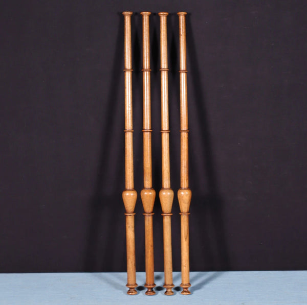 18" Tall Set of Four French Antique Solid Walnut Wood Posts/Pillars/Trim Salvage130