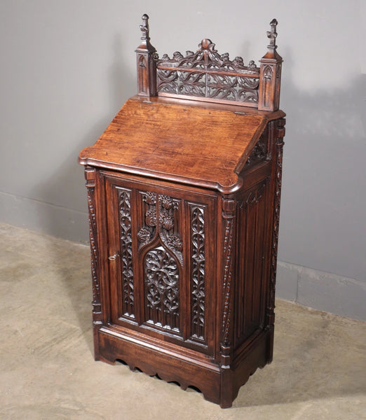 Antique French Solid Walnut Wood Church Prie Dieu/Prayer Cabinet/Altar Christian