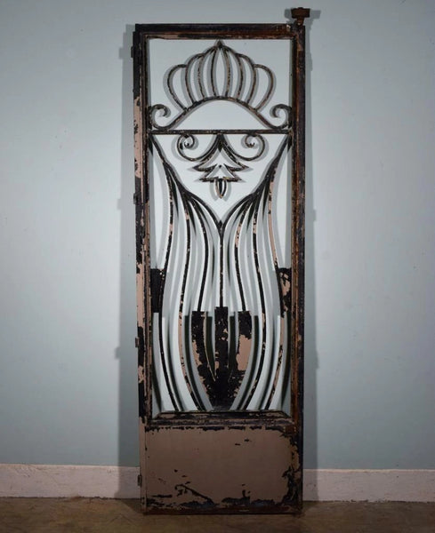 88" Tall Large Vintage European Art Deco Iron Door Panel Salvage Garden