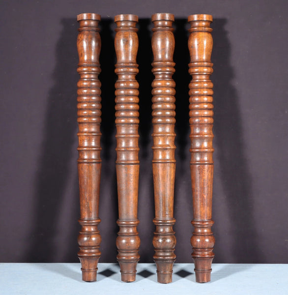 22" Set of Four French Antique Solid Chestnut Wood Posts/Pillars/Trim Salvage