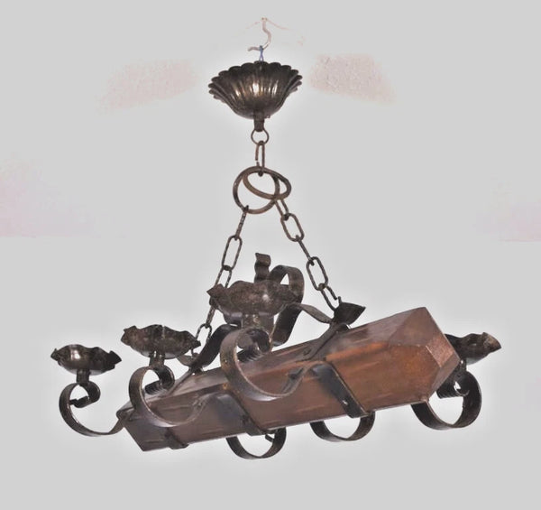 Vintage French Castle Chandelier Hanging Lamp