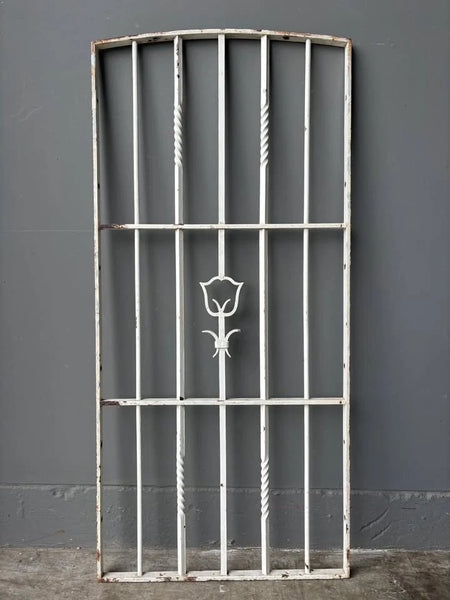 Large French Vintage Wrought Iron Window/Door/Gate Grille Panel Salvage