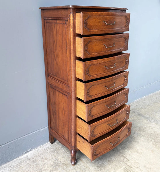 Antique French Solid Oak Wood Lingerie Chest of Drawers/Dresser/Chiffoniere