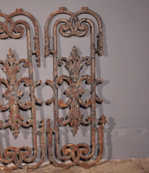 Set of 6 Matching 33" Tall French Cast Iron Panels/Fence/Window Grilles