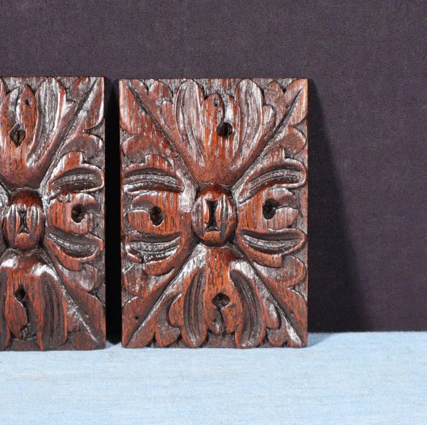 Set of 4" French Antique Highly Carved Corbels/Trim/Brackets Solid Oak Wood