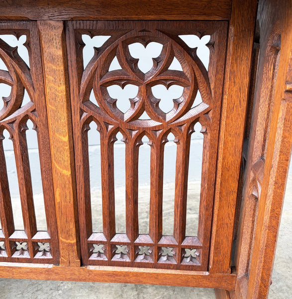 Antique French Gothic Revival Oak Wood Prie Dieu/Kneeler/Prayer Christianity
