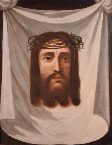 Antique Framed Oil on Canvas Painting of The Shroud Of Turin/Holy Shroud/Jesus
