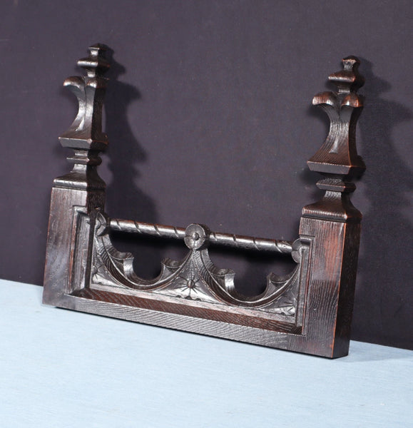 15" Wide French Antique Crest/Pediment/Crown in Solid Chestnut Wood