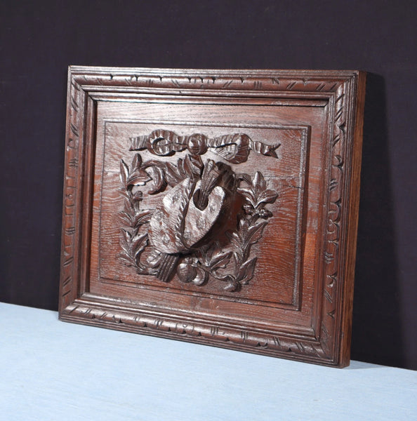 Antique French Oak Louis XVI Panel Highly Carved Arts Theme Painter's Pallet
