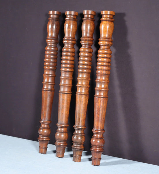 22" Set of Four French Antique Solid Chestnut Wood Posts/Pillars/Trim Salvage