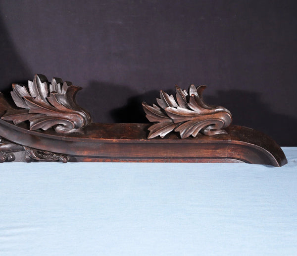 66" Antique French Gothic Revival Crest/Pediment in Solid Walnut and Oak Wood