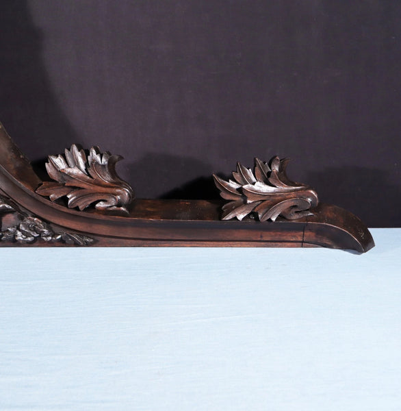66" Wide Antique French Gothic Revival Crest/Pediment in Solid Walnut & Oak Wood