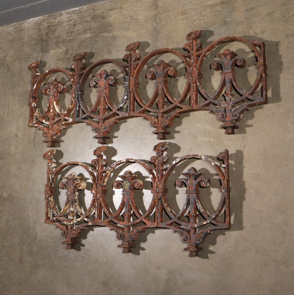 Set of 7 Matching 23" Tall French Cast Iron Panels/Fence Ornament "Fleur De Lis"