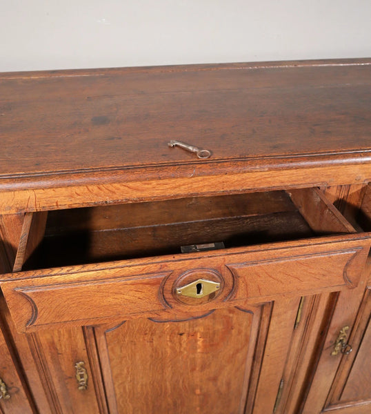 Large Antique French Provincial Three Door Sideboard/Buffet in Solid Oak Wood