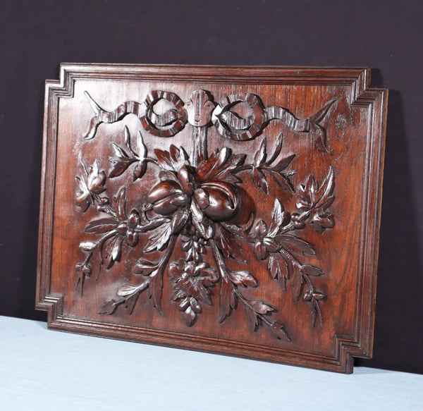23" Wide Antique French Solid Oak Wood Louis XVI Panel Highly Carved