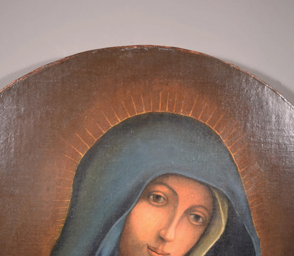 Antique Oil on Canvas Painting of The Virgin Mary by Tommaso Gherardini