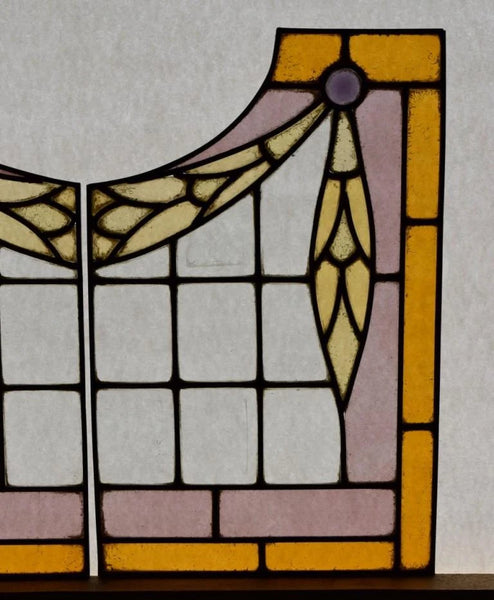 Pair of Vintage French Art Deco Stained Glass Panels with Copper Frames