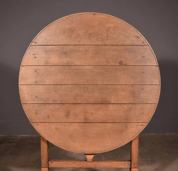 Antique French Solid Oak and Ash Rustic Wood Wine Tasting Table Tilt Top