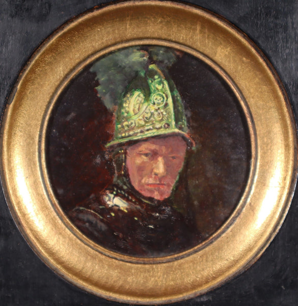 Vintage Oil on Panel Painting/Study of Rembrandt's Man with the Golden Helmet
