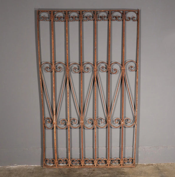 56" Tall Antique French Iron Decorative Window Panel/Fence/Gate Late 1800's