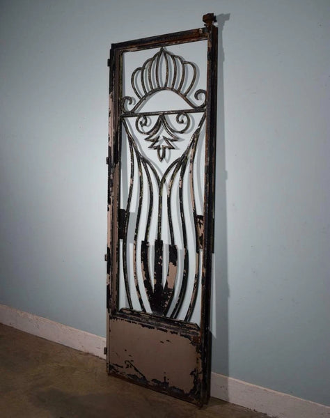 88" Tall Large Vintage European Art Deco Iron Door Panel Salvage Garden
