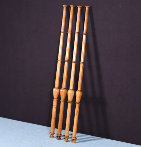 18" Tall Set of Four French Antique Solid Walnut Wood Posts/Pillars/Trim Salvage130