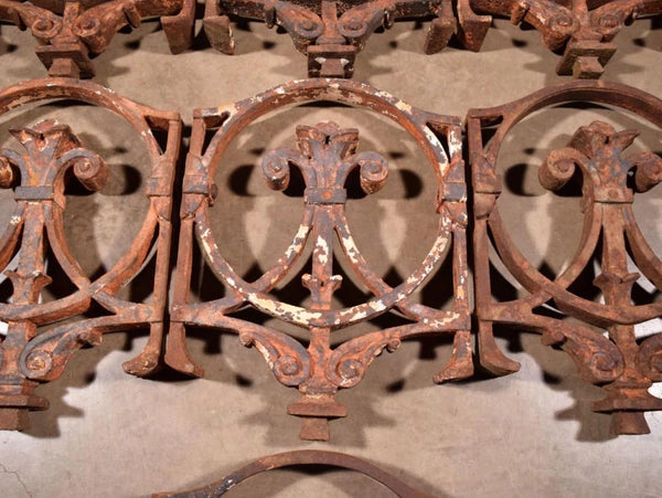 Set of 7 Matching 20" Tall French Cast Iron Panels/Fence Ornament "Fleur De Lis"