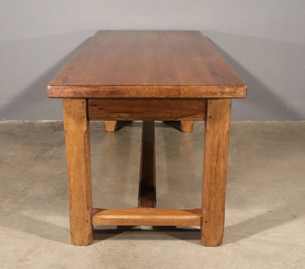 Vintage French Farm Trestle Table/Dining Table/Desk with Drawer in Hardwood