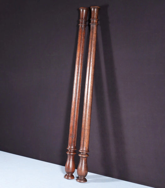 39" Pair of French Antique Solid Oak Wood Posts/Pillars/Trim Salvage