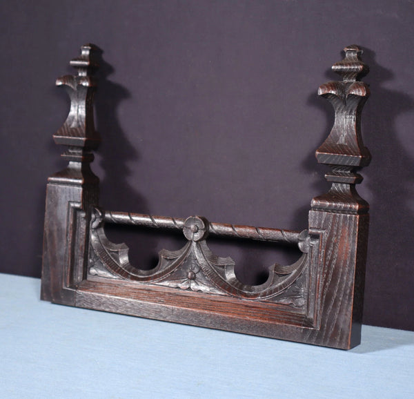 15" Wide French Antique Gothic Crest/Pediment/Crown in Solid Chestnut Wood